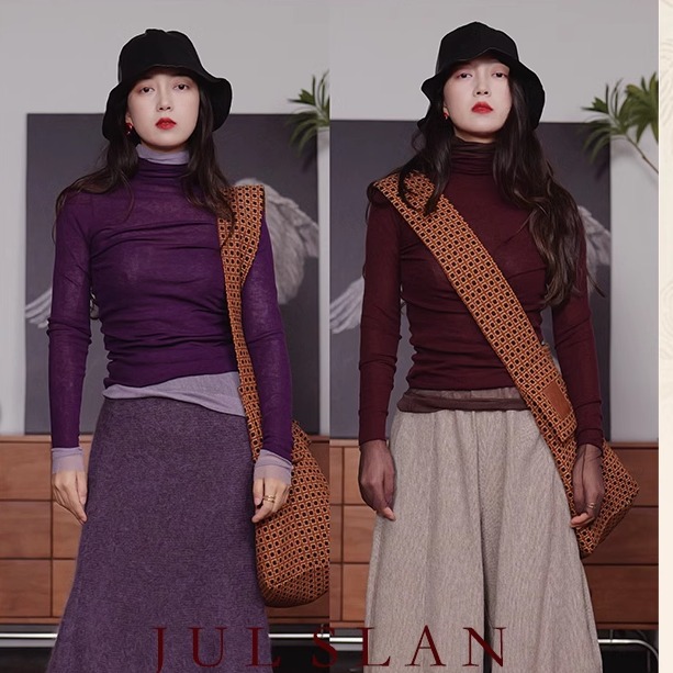 JULSLAN原创 含50绢丝的羊毛衫 柔腻薄软半透高领打底叠穿毛衣