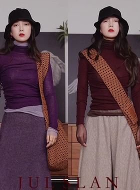 JULSLAN原创 含50绢丝的羊毛衫 柔腻薄软半透高领打底叠穿毛衣