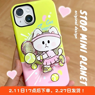 别动小行星网球猫原创iPhone14磁吸手机壳13promax16亚克力支架防摔个性潮可爱适用苹果15华为mate60pro小米