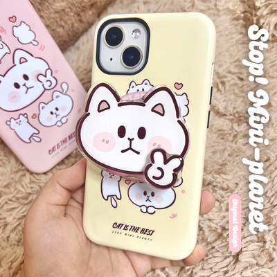 别动小行星比耶猫原创iPhone14磁吸手机壳13promax16亚克力支架防摔个性潮可爱适用苹果15华为mate60pro小米