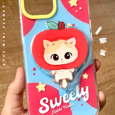 别动小行星苹果帽猫磁吸手机壳带支架原创适用iPhone17promax苹果15新款趣味14个性16小众设计高级可爱保护套