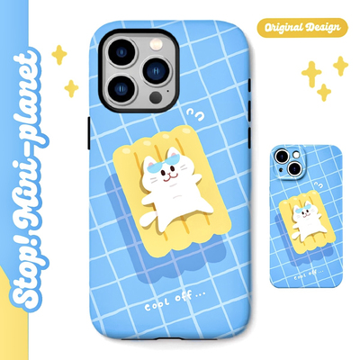 别动小行星泳池猫原创iPhone16手机壳13promax14新款小众防摔个性潮可爱适用苹果15xs华为mate60pro小米vivo