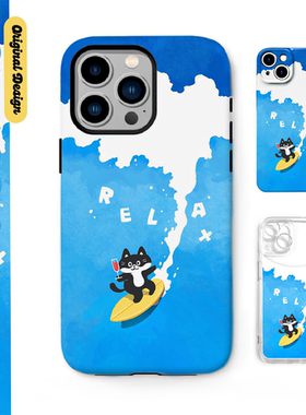别动小行星｜冲浪猫原创iPhone14手机壳13promax12亚克力防摔个性潮可爱适用苹果15xs华为mate60pro小米vivo