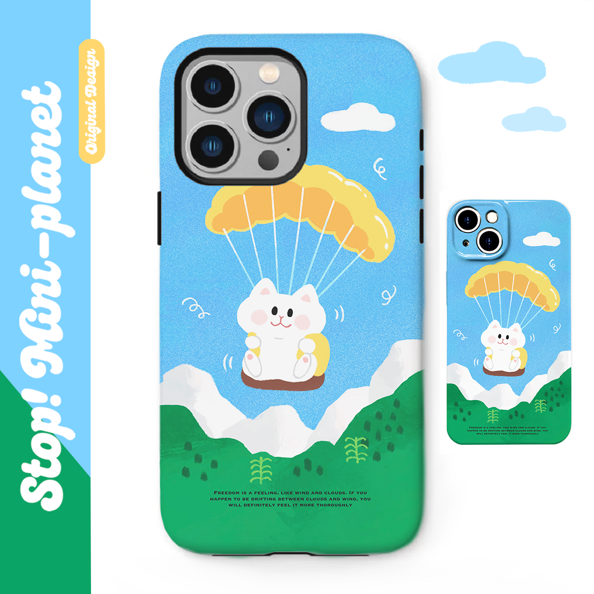 别动小行星跳伞猫原创iPhone16手机壳13promax14新款小众防摔个性潮可爱适用苹果15xs华为mate60pro小米vivo
