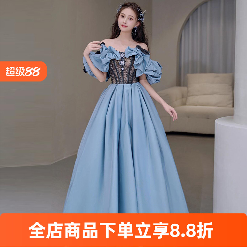 蓝色成人礼礼服公主风
