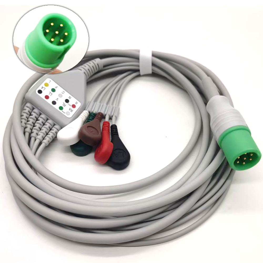 兼容康泰contec CMS7000 8000 5导心电监护仪5导心电导联线按扣式