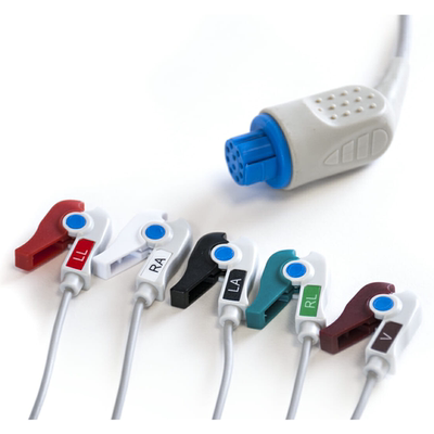 Datex-Ohmeda欧美达5导联心电导联线直连式弹簧夹扣式监护仪电缆