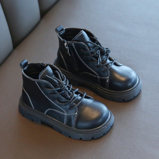 英伦风复古儿童马丁靴2025秋季新款女童短靴单里男童皮靴高帮皮鞋