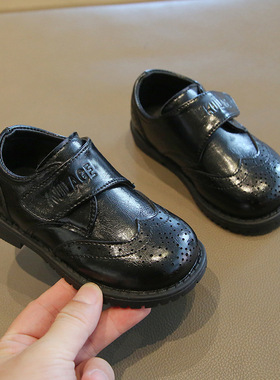 英伦风复古儿童小皮鞋2025秋季新款男童黑色表演鞋子中小童童单鞋