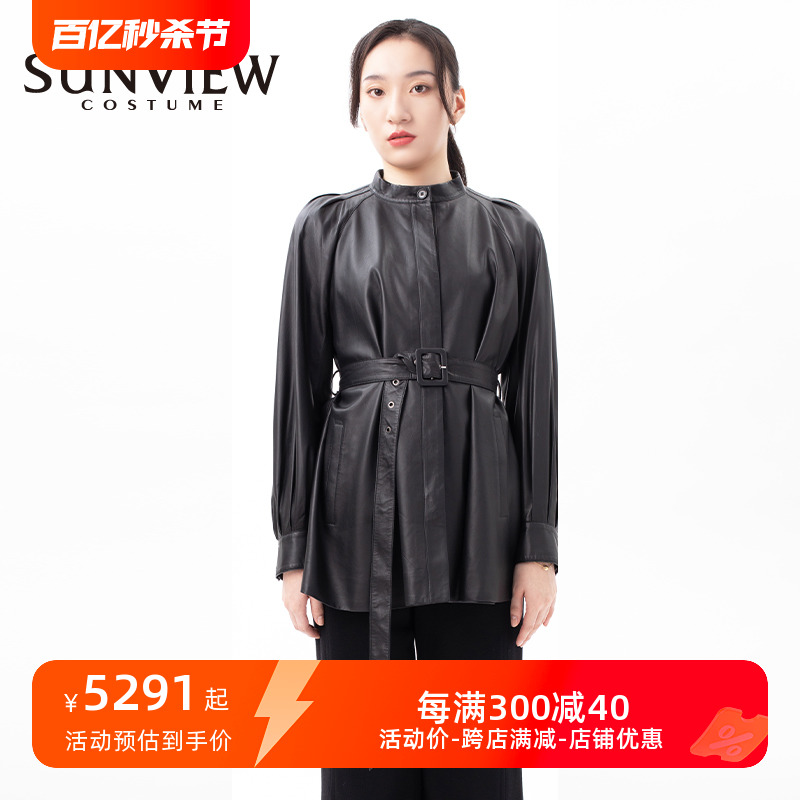 SUNVIEW/尚约官网轻奢高端皮衣2023年新款女皮衣外套原创复古气质