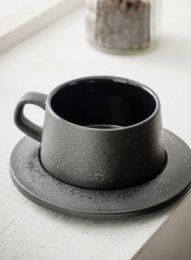 咖啡杯碟套装陶瓷创意日式复古下午茶水杯子小众创意拉花杯拿铁杯