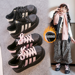 加绒秋冬季 子软底轻便运动鞋 新款 二棉男童鞋 儿童贝壳头板鞋 女童鞋