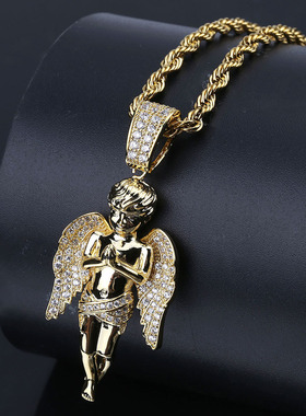 欧美热卖双手合十天使吊坠镀金