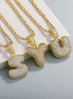 欧美铜微镶吊坠DIY26英文字母泡