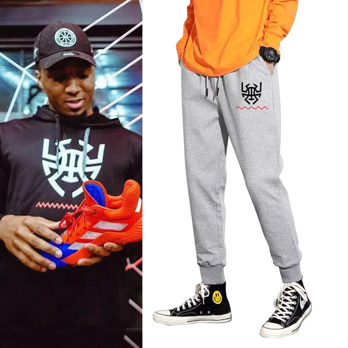 篮球运动犹他爵士米切尔秋冬训练男女情侣可定制休闲裤运动裤长裤