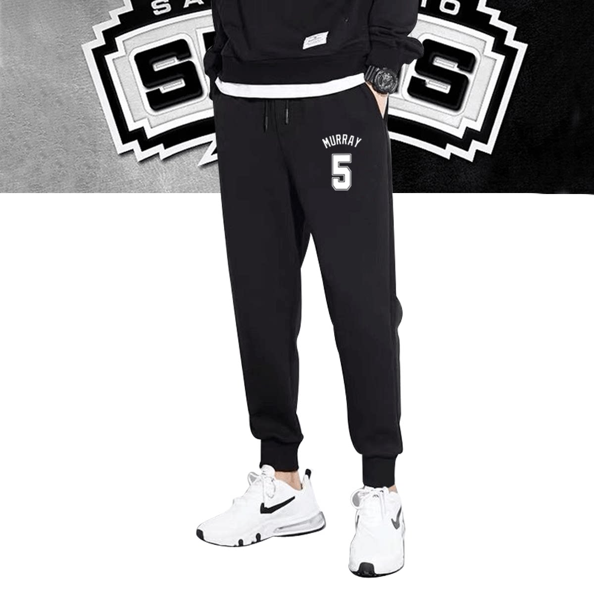 马刺队男女邓肯德罗赞帕克篮球运动宽松定制休闲裤运动裤卫裤长裤