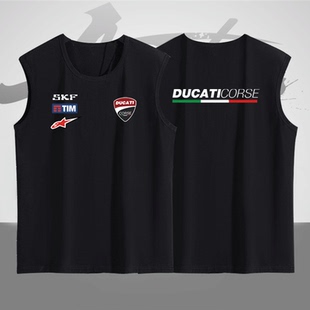杜卡迪ducati机车个性街头衣服摩托车骑行服男女纯棉无袖T恤背心