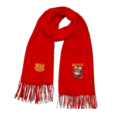 国潮情侣2022红色虎年本命年新年学生男女披肩围脖休闲可定制围巾