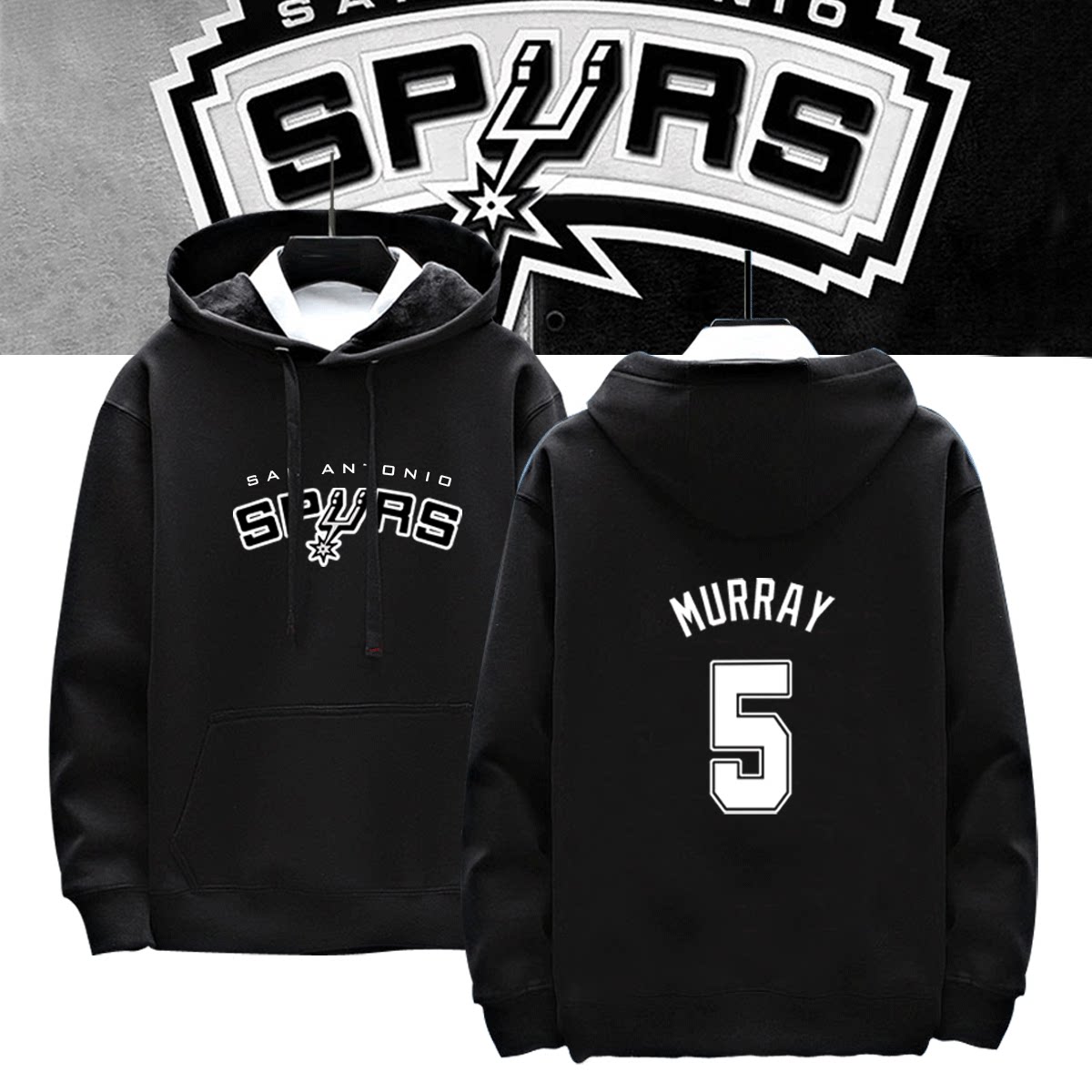 马刺队男女邓肯德罗赞帕克篮球运动宽松可定制情侣连帽衫带帽卫衣