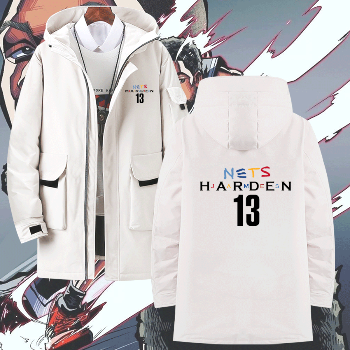 nets篮网哈登杜兰特欧文羽绒服