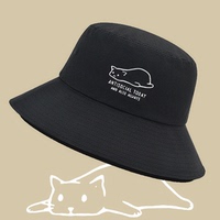 NotTodayCat猫咪插图男女四季款定制户外遮阳盆帽遮阳帽子渔夫帽