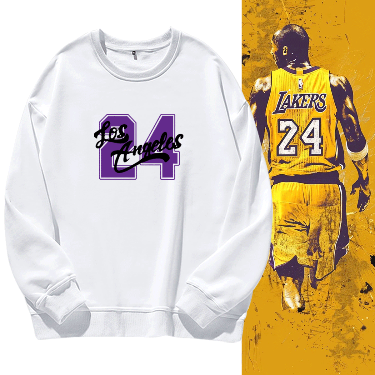 纪念黑曼巴科比篮球运动湖人队Kobe24号8号可定制男情侣圆领卫衣