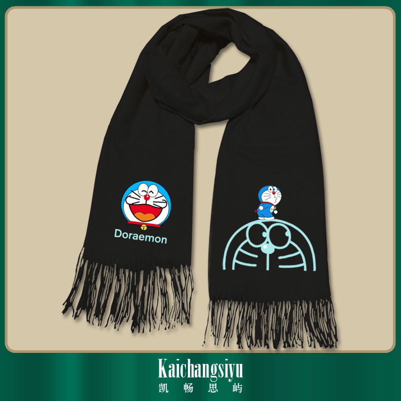 哆啦梦联名机器猫日系可爱情侣叮当猫男女可定制秋冬保暖披肩围巾