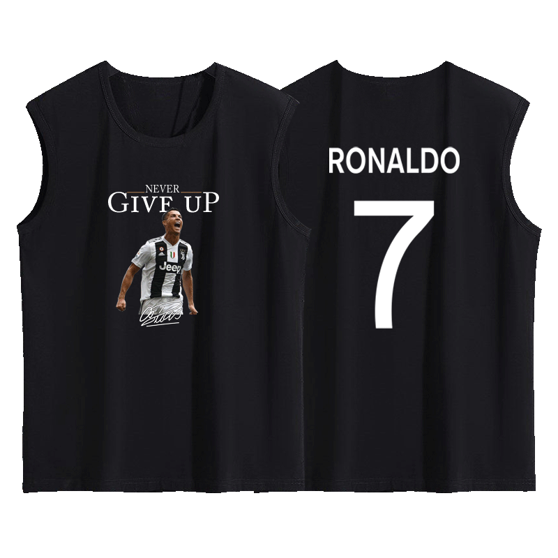 CR7梅西c罗足球纯棉背心无袖T恤