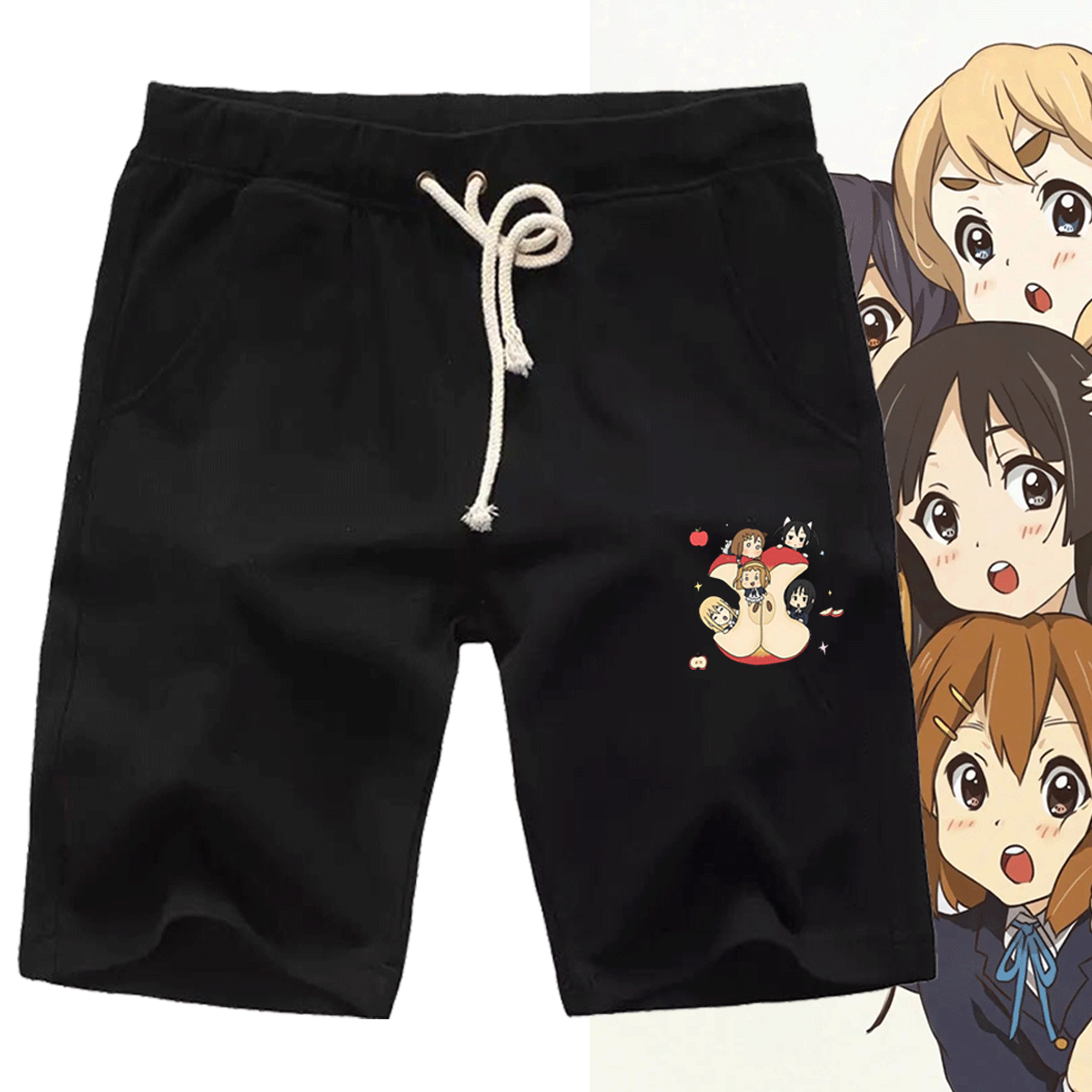 K-ON!轻音少女动漫HTT平泽唯秋山澪梓喵同人卡通五分运动定制短裤
