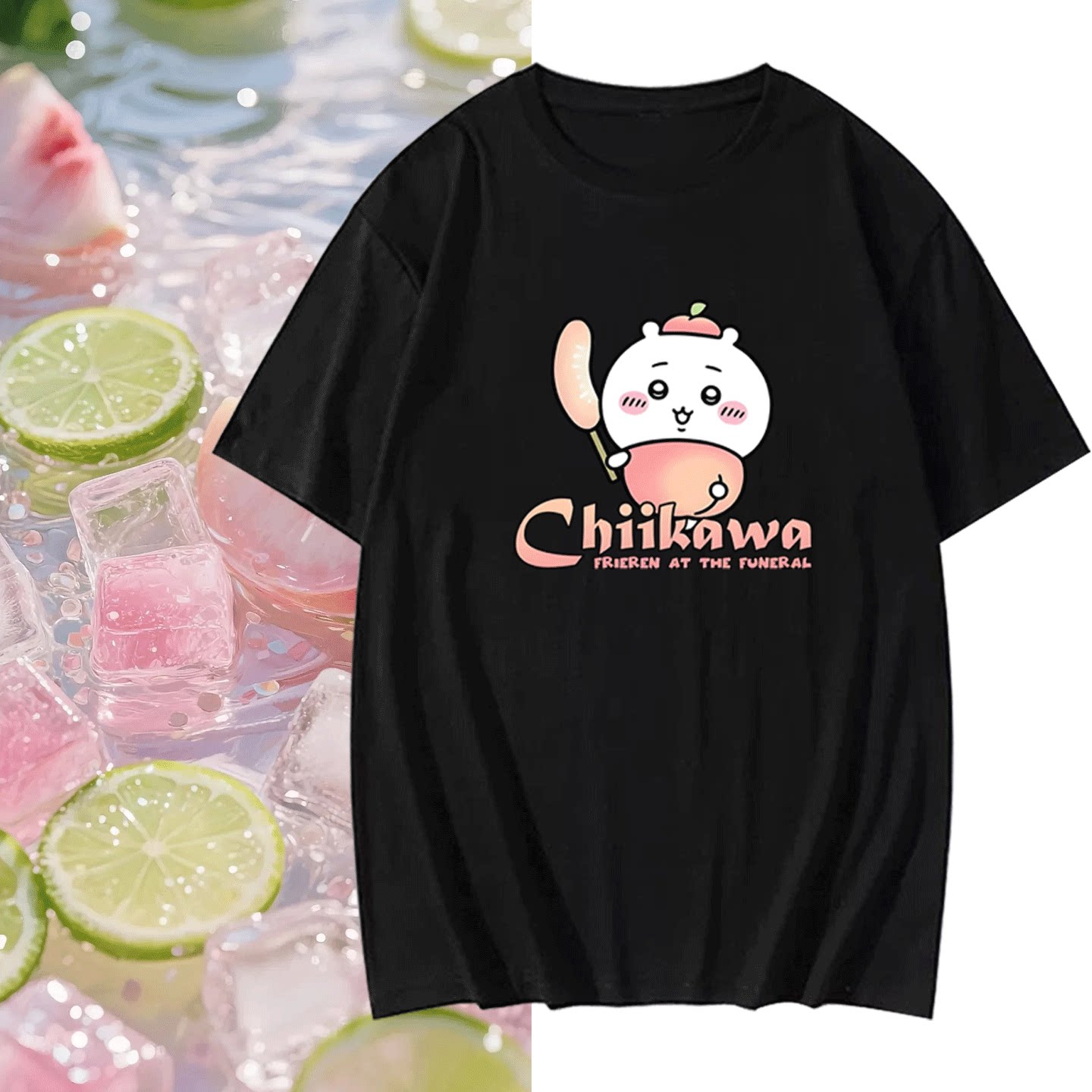 男女情侣可定制短袖T恤衫夏季chiikawa吉伊卡哇水果派对卡通联名