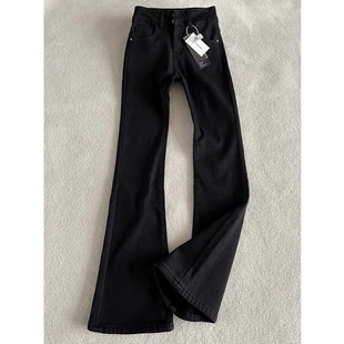 加绒黑色柳叶弯刀微喇牛仔裤男款美式高街vibe修身显高显瘦直筒裤