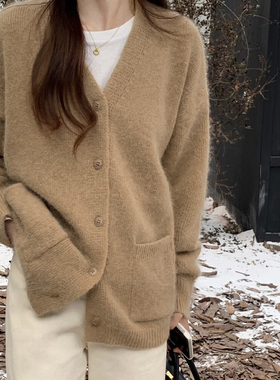 春季新款慵懒风超好看毛衣女新款韩版针织开衫宽松外穿上衣外套