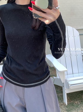 元熙-春闭眼入单穿内搭都封神的明线撞色圆领长袖打底衫26325-1