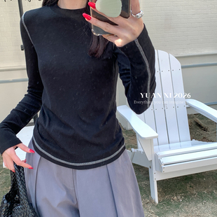 元熙-春闭眼入单穿内搭都封神的明线撞色圆领长袖打底衫26325-1