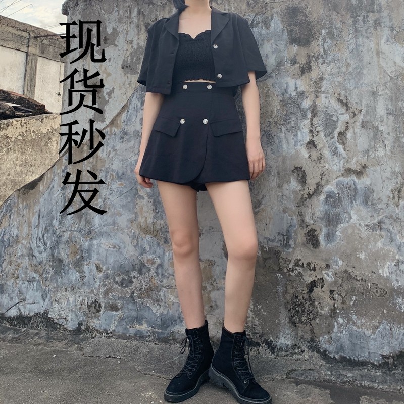 潇洒显瘦懒人套装大码西装裙裤