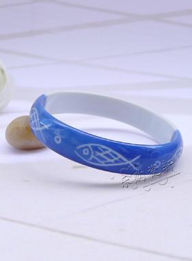 手工饰品手饰 景德镇青花陶瓷创意艺术手镯 绝版限量纯手绘镯子