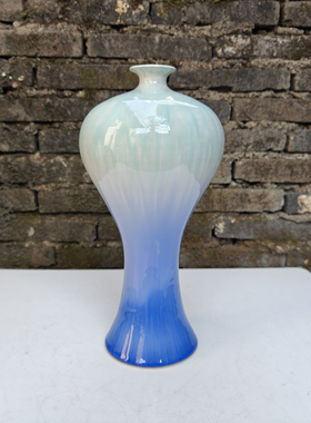 景德镇瓷器◆颜色釉窑变裂变陶瓷工艺品 花瓶花插 蓝色美人瓶