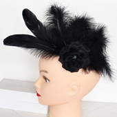 复古宫廷风黑色羽毛花朵头饰新娘婚礼专业头花优雅装 饰