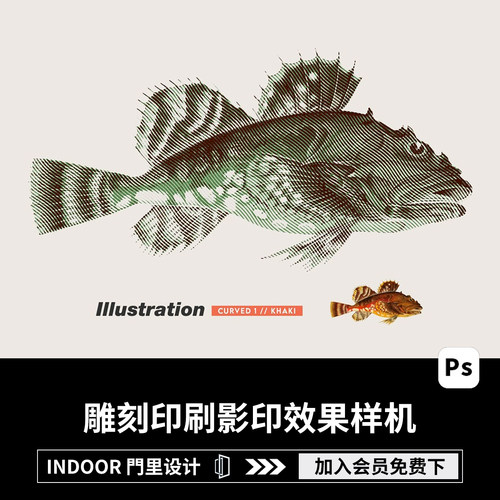 复古半色调线条雕刻印刷机影印效果图动作预设样机展示PS设计素材