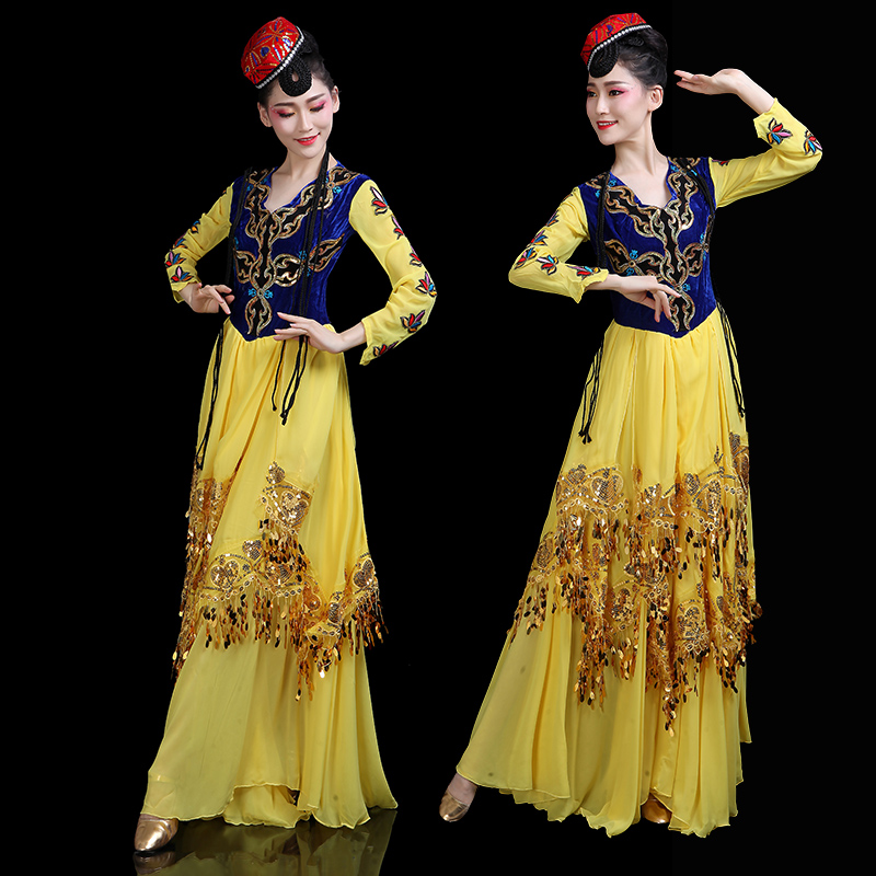 新款服装维吾尔民族开场舞大摆裙