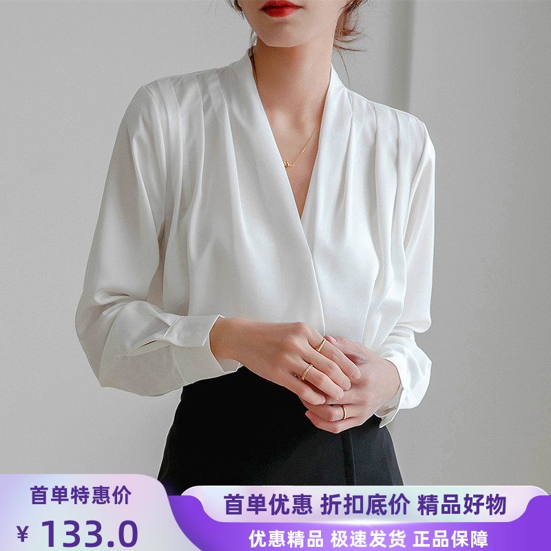 高级感衬衣衬衫小众缎面女女装
