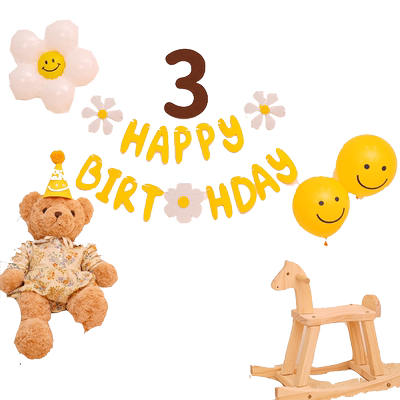 网红小雏菊生日派对气球背景布