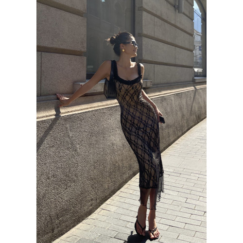性感蕾丝蝴蝶结吊带连衣裙女