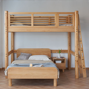 高架床单上层儿童阁楼小户型柏木实木二层上铺悬空床二楼上床下空