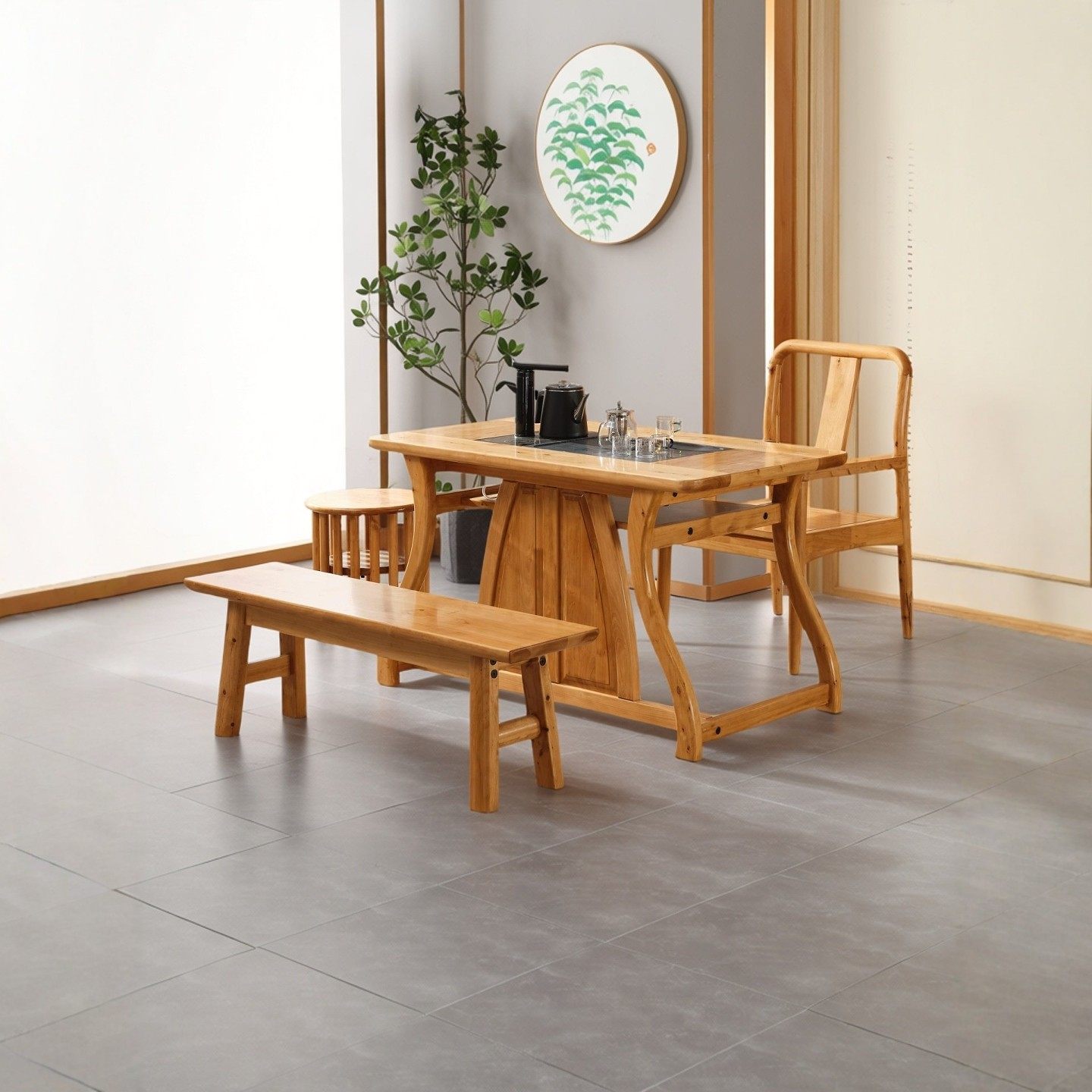 新中式茶桌高级泡茶宋氏美学原木侘寂风客厅家用柏木一体实木茶台,住宅家具,家用茶台/茶桌,淘宝优惠券,粉丝福利购,淘宝优惠卷