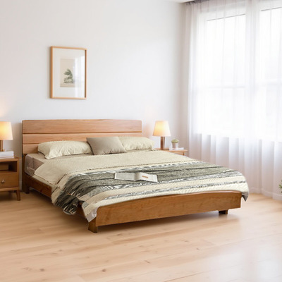 柏木床双人床高端新中式硬板床卧室大床民宿风格家具纯实木原木床