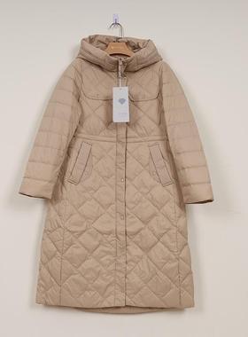 千仞岗羽绒服专柜正品女反季中长款修身显瘦连帽过膝收腰Y299067Y