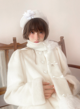 daytoday日常研究所荒诞花园圆领泡泡袖复古保暖夹棉长大衣