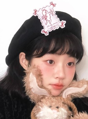 daytoday日常研究所 可爱的诗 小天使黑白灰毛呢贝雷帽