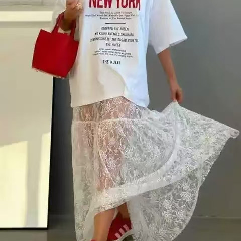 2025新款时尚宽松性感蕾丝提花高腰半身裙长裙,女装/女士精品,半身裙,淘宝优惠券,粉丝福利购,淘宝优惠卷